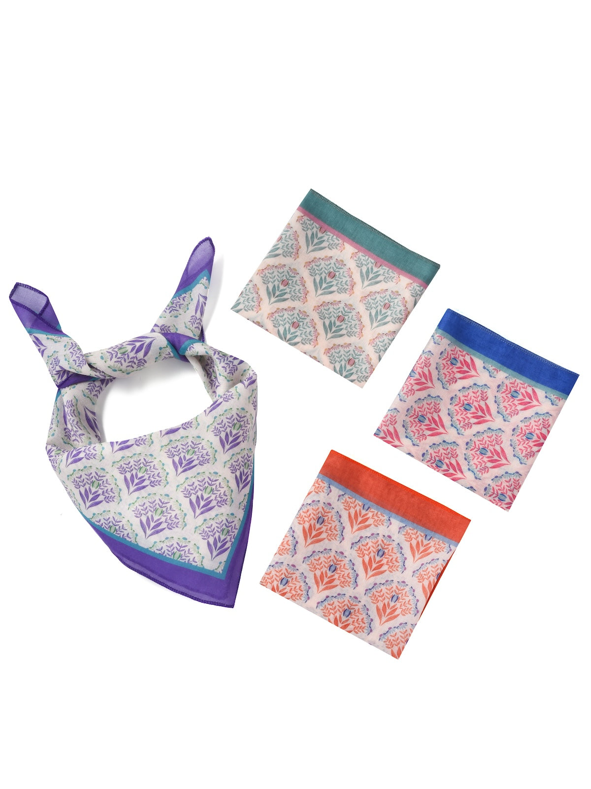 Scarvii - Vintage Classic Floral Print Square Scarf Bandana
