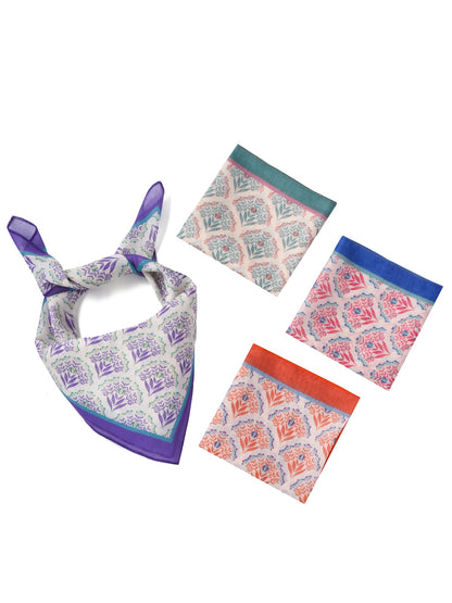 Scarvii - Vintage Classic Floral Print Square Scarf Bandana
