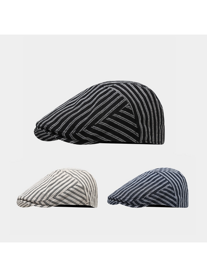 Haila - Stripe Patchwork Newsboy Cap