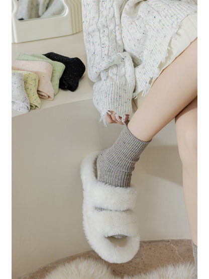 Rufia - Speckled Rib Knit Crew Socks
