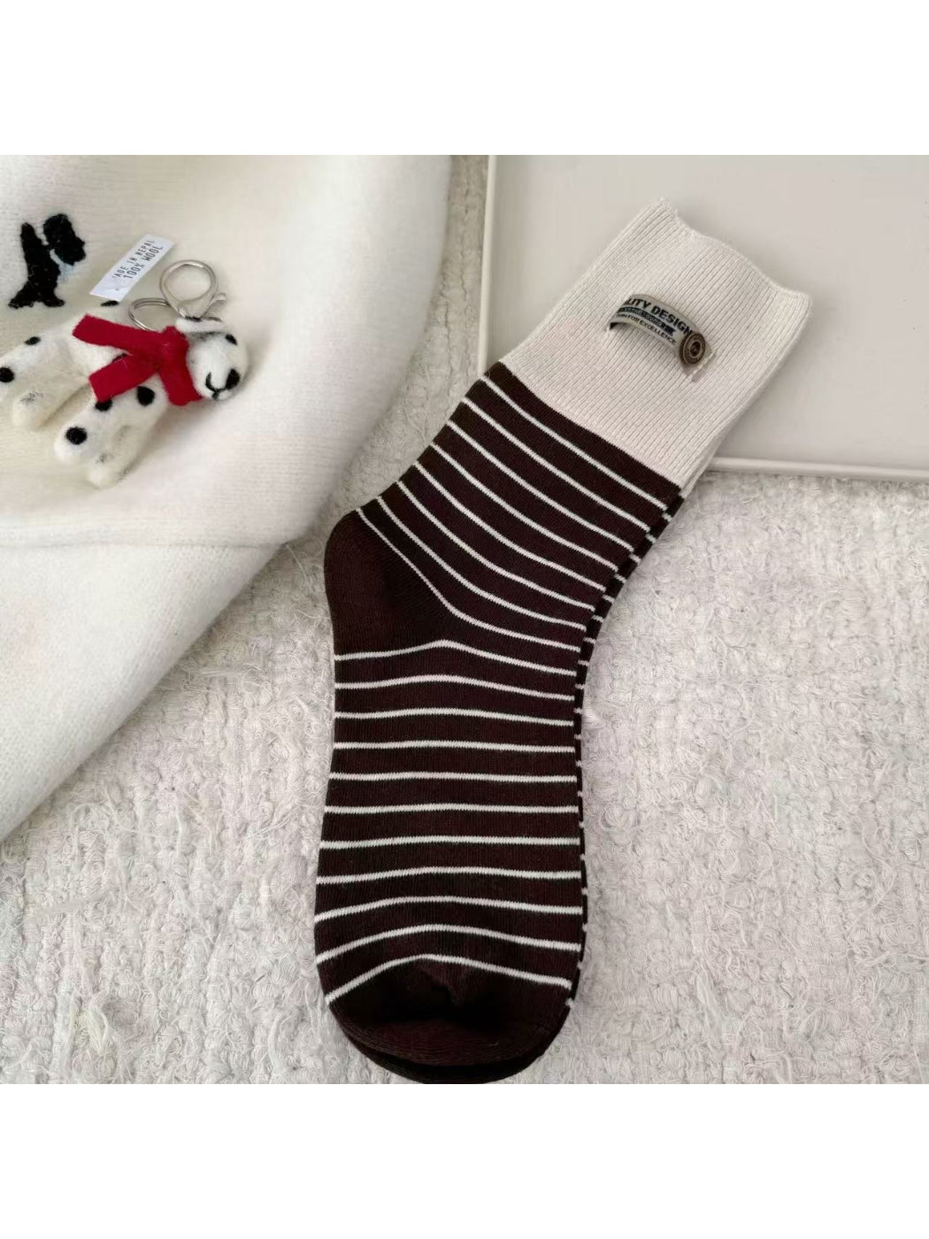 Rufia - Urban Casual Tag Stripe Crew Socks