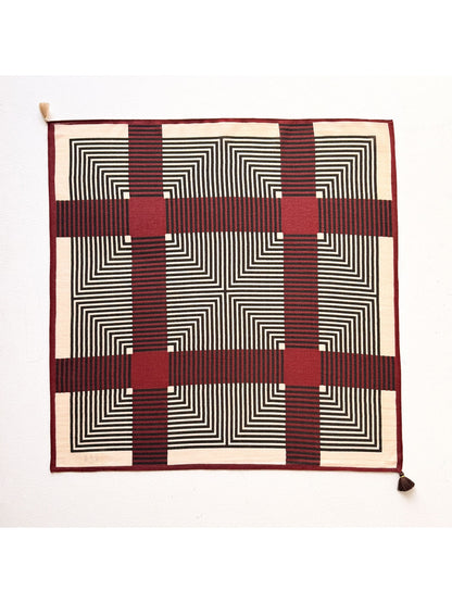Scarvii - Retro Line Pattern Fashion Square Scarf