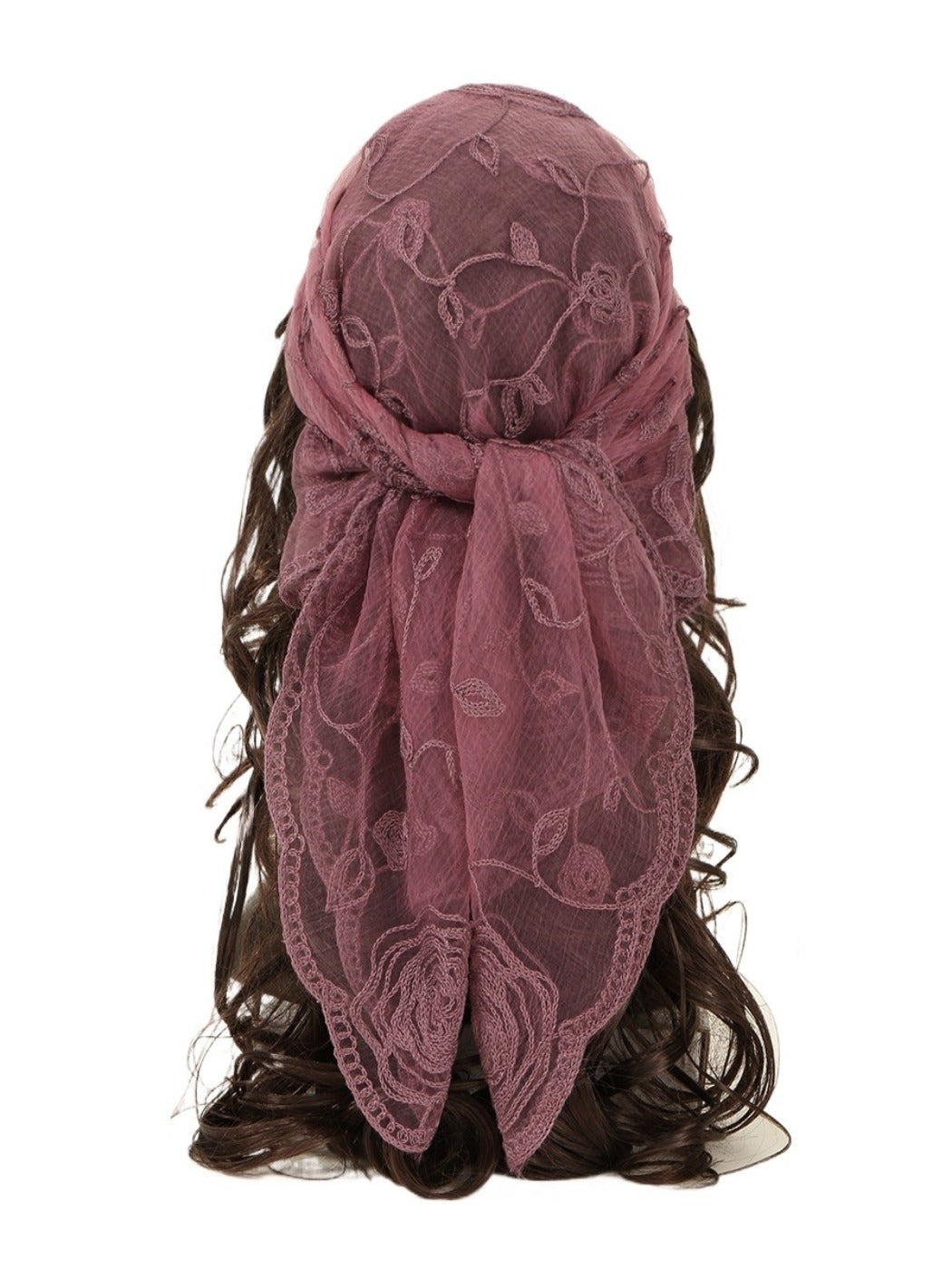 Scarvii - Rose Embroidered Square Scarf & Shawl