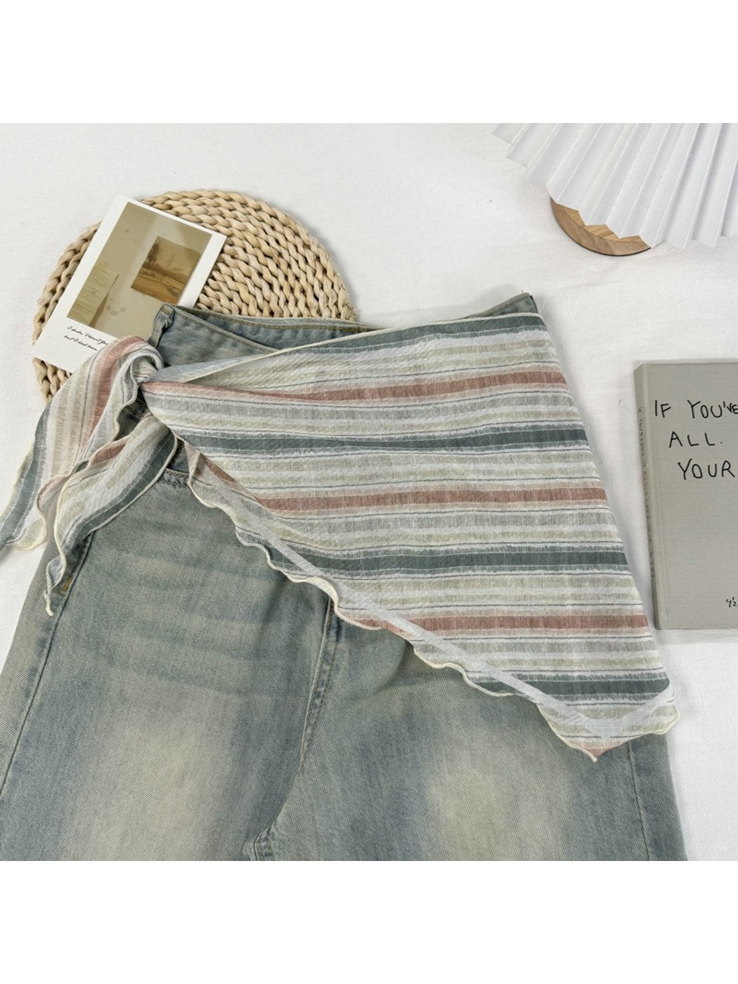 Scarvii - Stripe Print Triangle Bandana