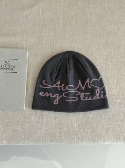 Haila - Script Letter Knit Beanie