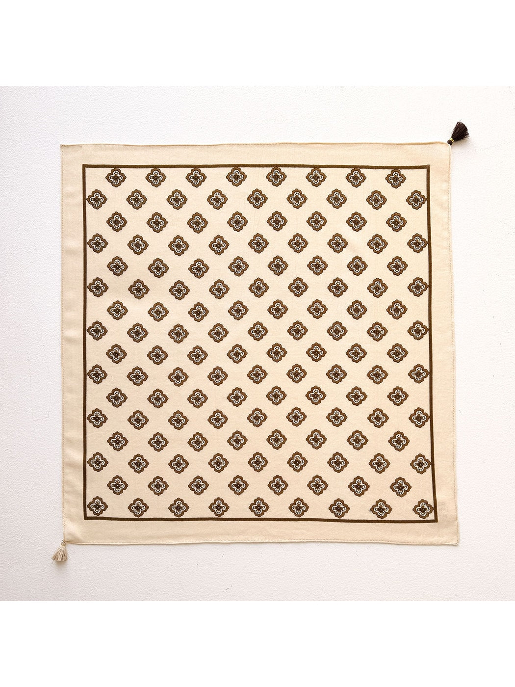 Scarvii - Retro Floral Border Print Square Scarf