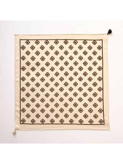 Scarvii - Retro Floral Border Print Square Scarf