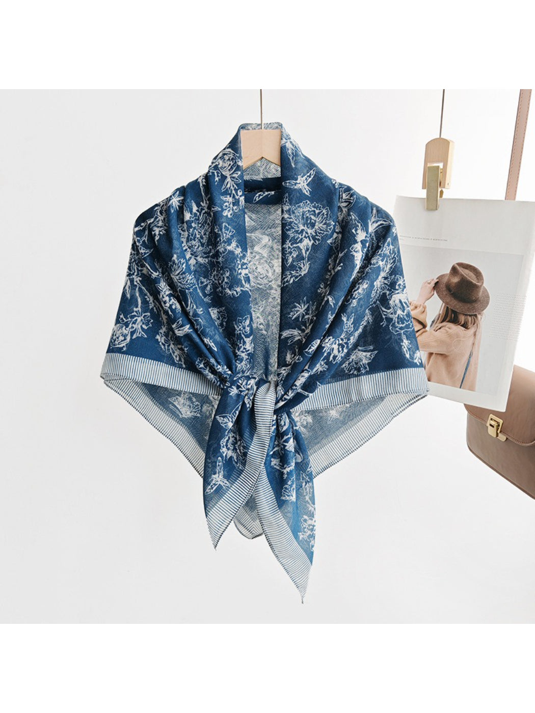 Scarvii Botanical Floral Line Art Square Scarf