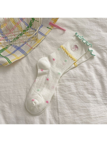 Rufia - Candy Colorblock Ruffle Trim Crew Socks