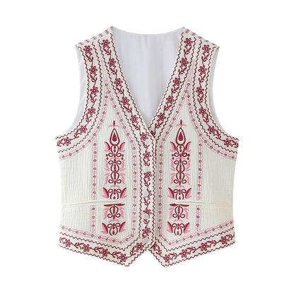 Crosa - Embroidered V-Neck Top – Classic & Versatile