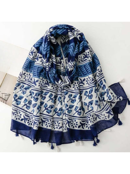 Scarvii - Flowing Geometric Stripe Print Scarf