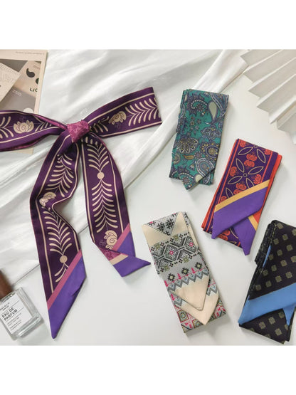 Scarvii Bold Contrast Pattern Skinny Scarf