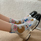 Rufia - Vintage Floral Pattern Mid-Calf Socks