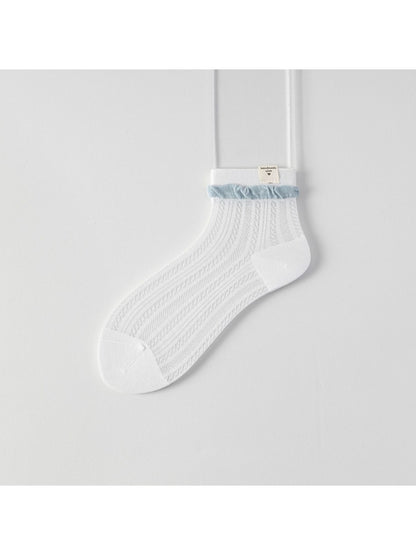 Rufia - Sweet Ruffle Trim Bow Detail Ankle Socks