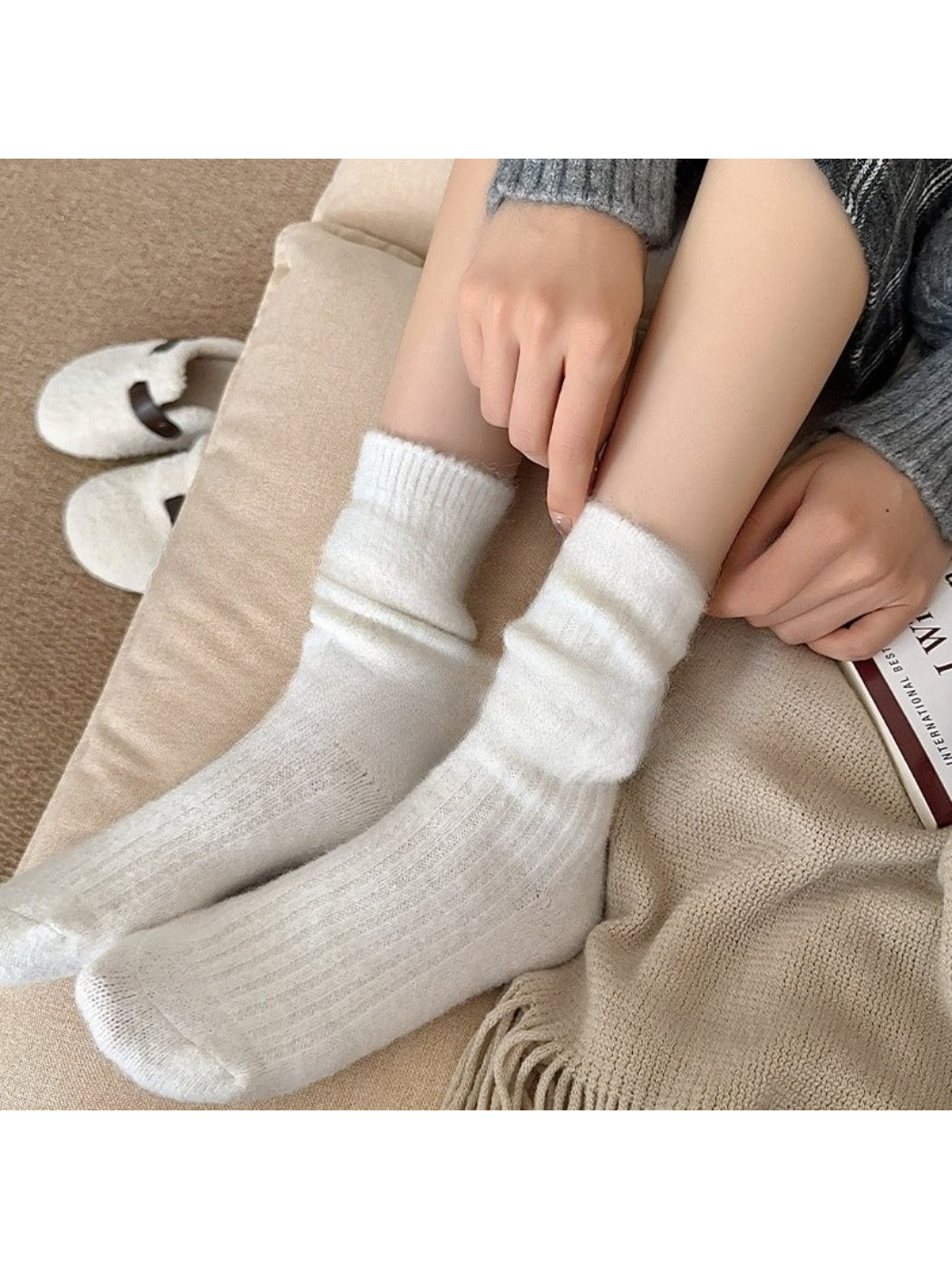 Rufia - Fuzzy Ribbed Cozy Crew Socks
