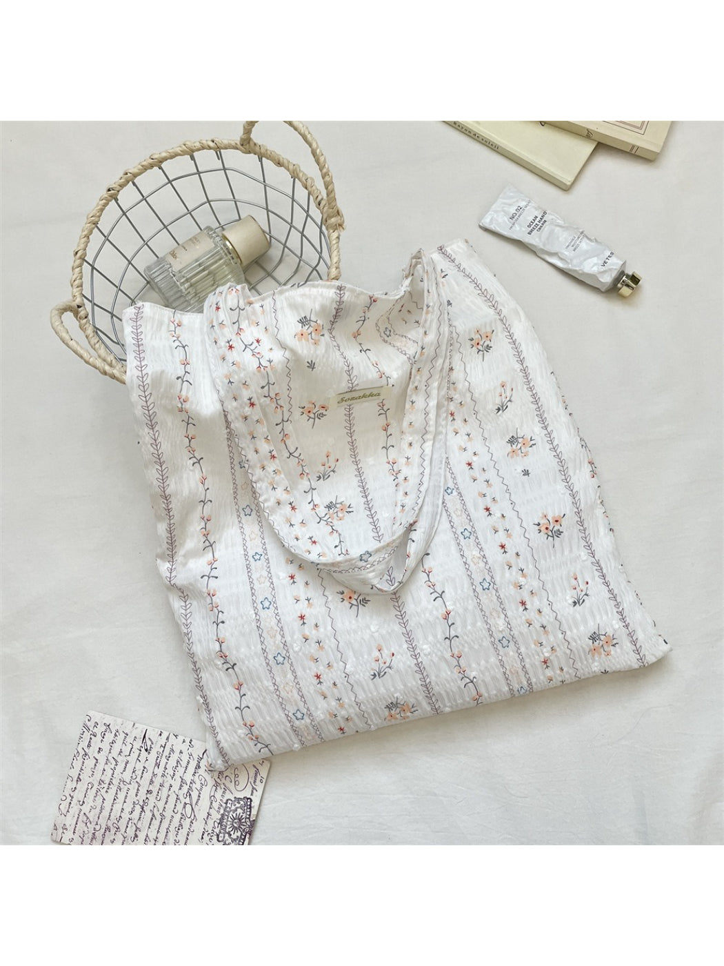 Close-up of Cosbai Candy Color Shoulder Tote strap and stitching details