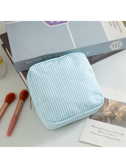 Cosbai - Pinstripes Zipper Cosmetic Organizer Bag