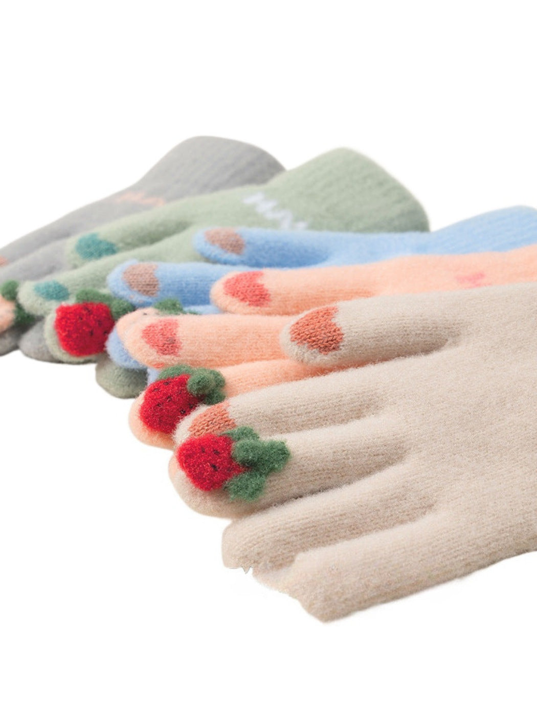 Gloving - Strawberry Detail Knit Texture Gloves