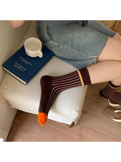 Rufia - Subtle Stripe Contrast Crew Socks