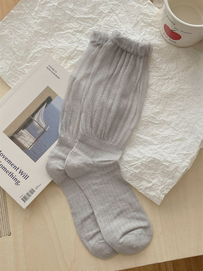 Rufia - Layered Lace Ribbed Crew Socks product image 5