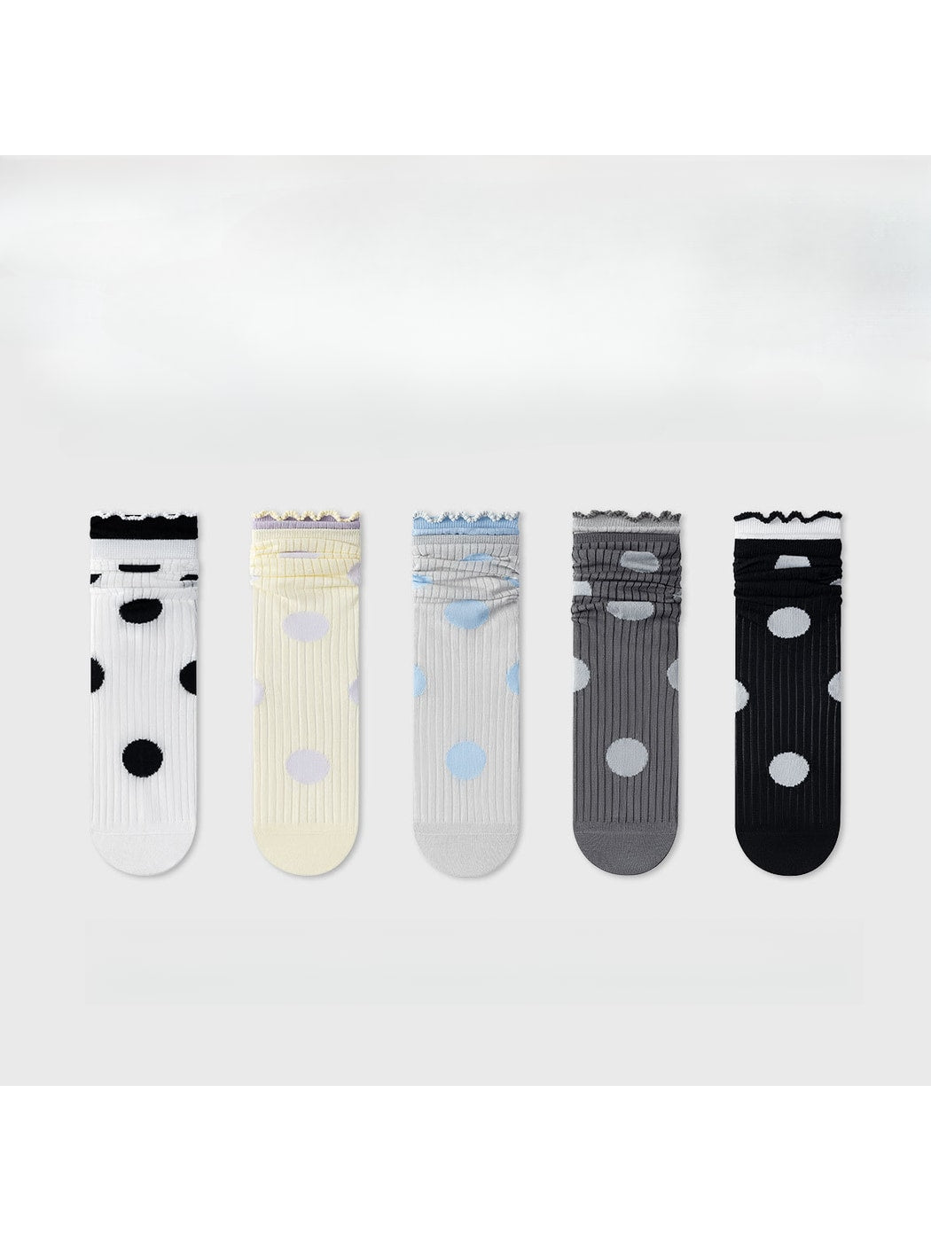 Rufia - Polka Dot Ruffle Trim Crew Socks