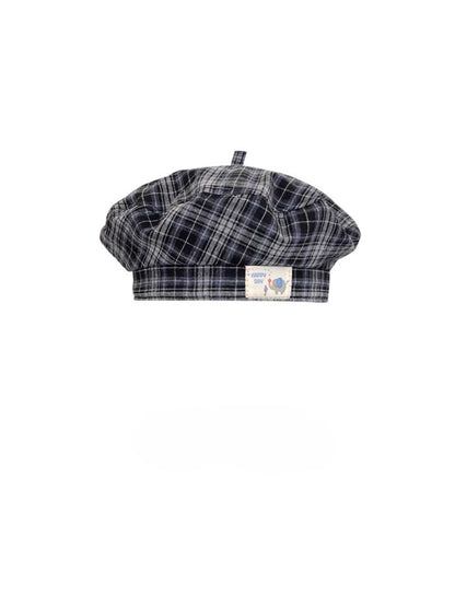 Haila - Plaid Patch Casual Beret Hat