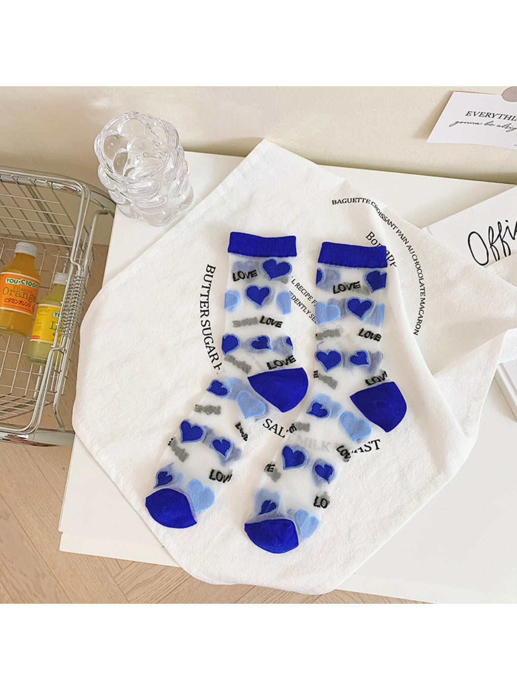 Rufia - Hearts and Lattice Crew Sheer Socks