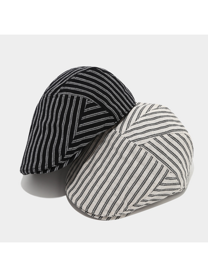 Haila - Stripe Patchwork Newsboy Cap