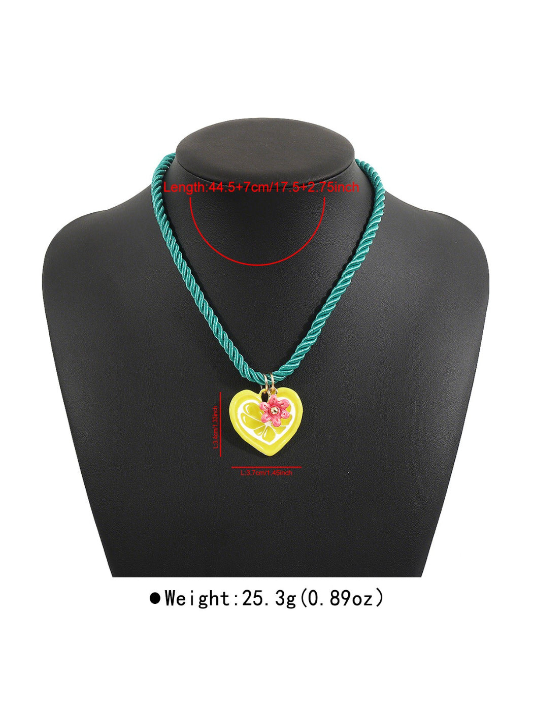 Neckit colourful charm rope necklace coiled to show texture and charm arrangement