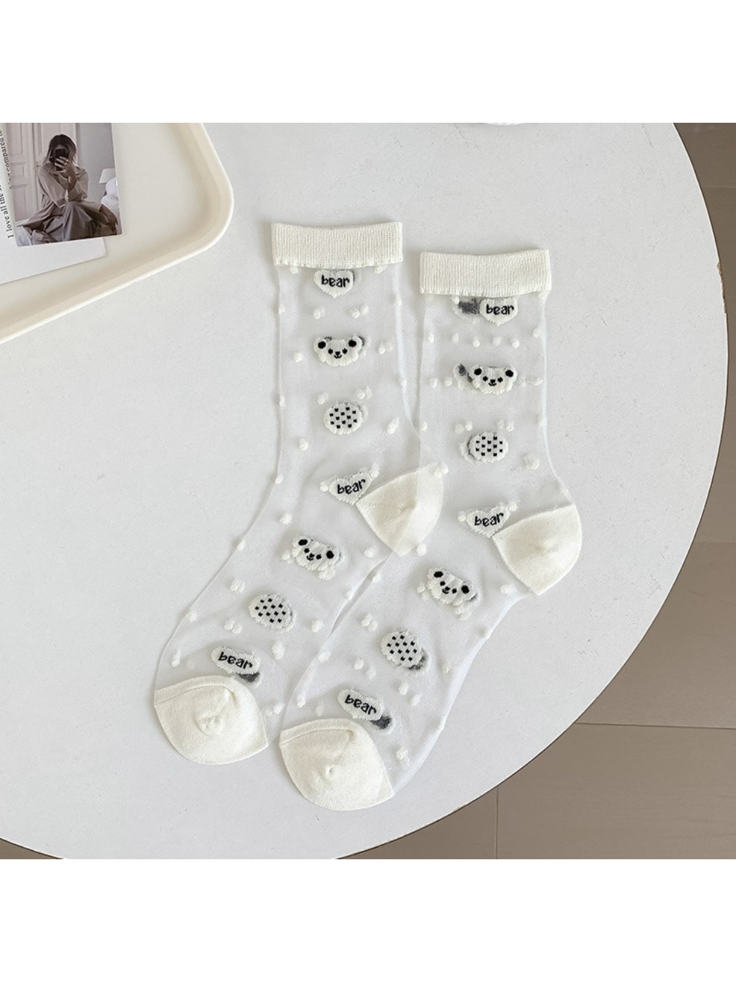 Rufia - Bear Polka Dot Sheer Crew Socks product image 8