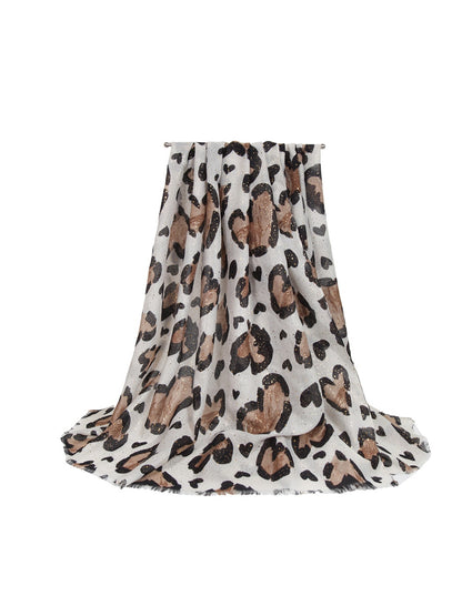Scarvii - Heart Leopard Pattern Long Fashion Scarf