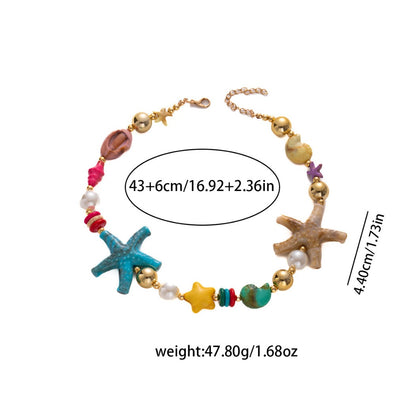 Bauai Dopamine Ocean Starfish Bead Colorful Necklace for gift accessory