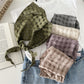 Scarvii - Vintage Openwork Triangle Scarf with Plaid Design