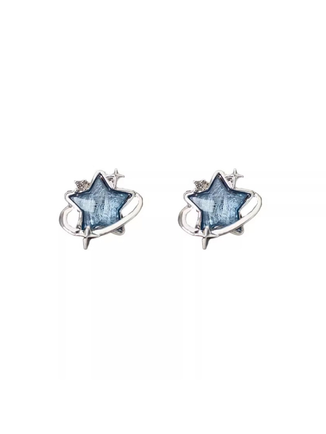 Earwish - Blue Star Stud Earrings - Simple & Sparkly
