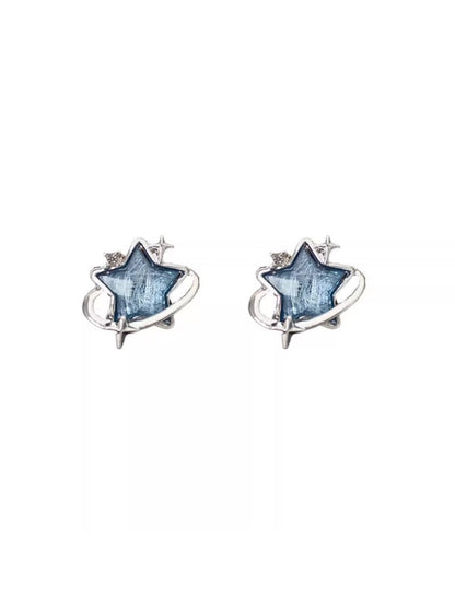 Earwish - Blue Star Stud Earrings - Simple & Sparkly