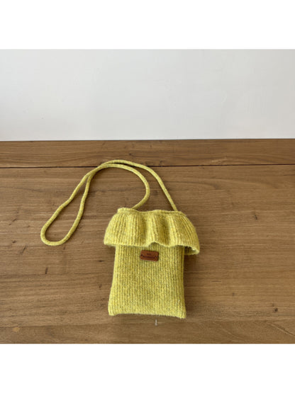 Cosbai - Ruffle Top Knit Crossbody Bag