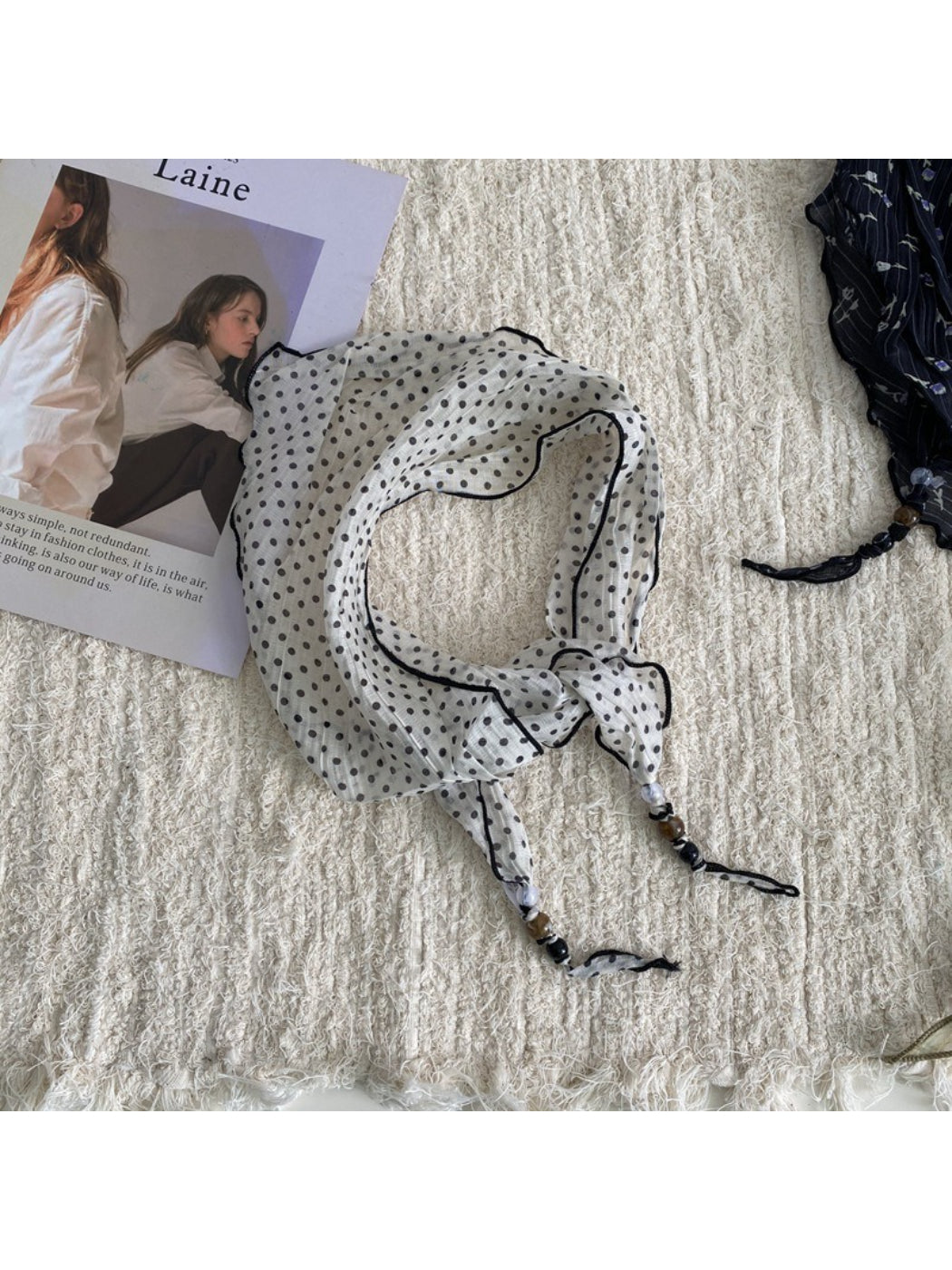 Scarvii - Patterned Triangle Scarf with Beaded