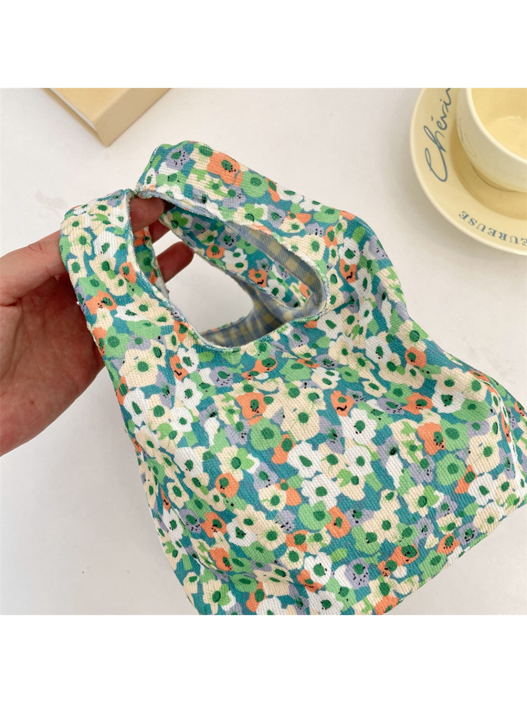 Cosbai - Floral Print Soft Mini Tote Bag