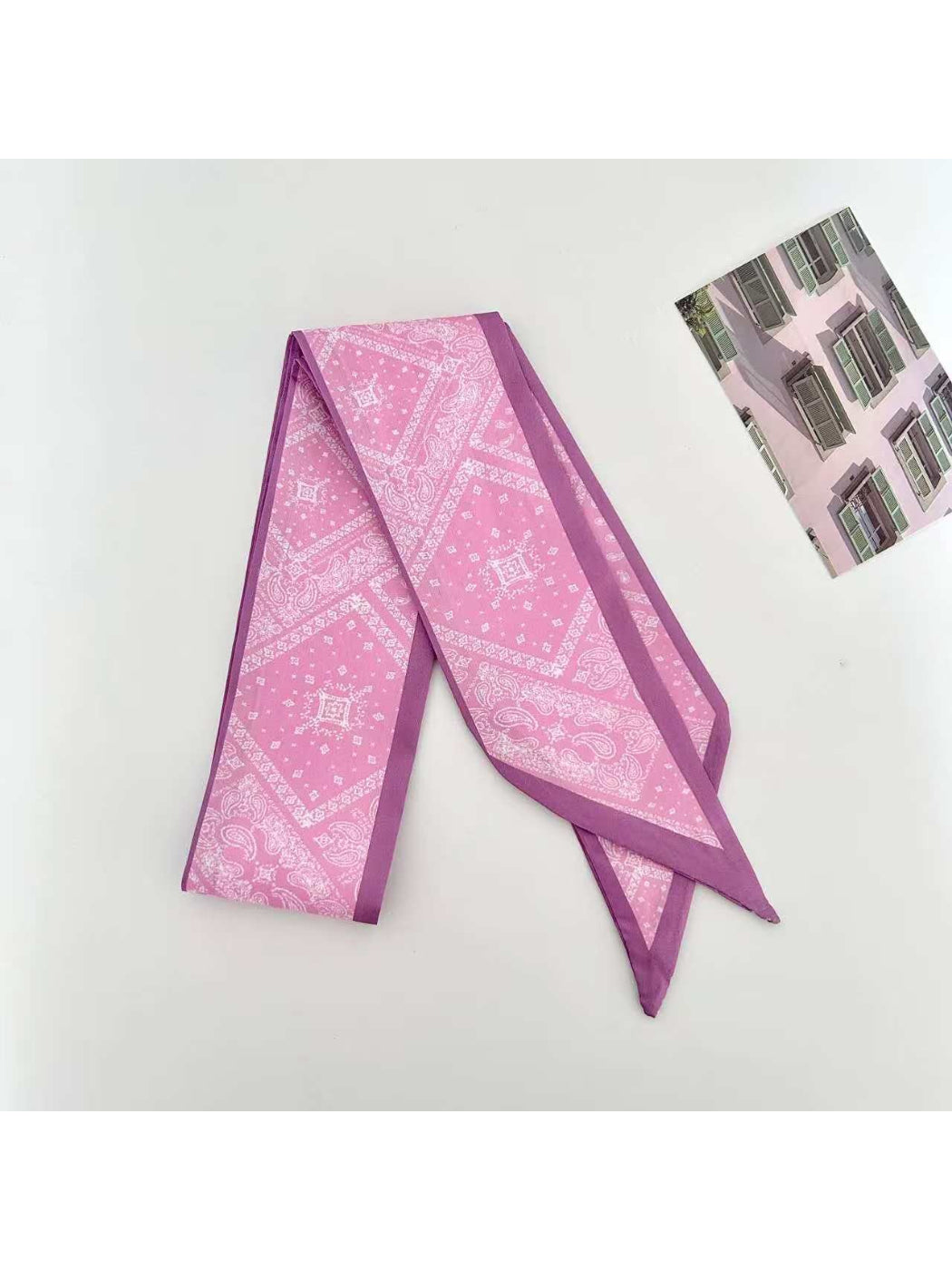 Scarvii Graphic Paisley Detail Skinny Scarf