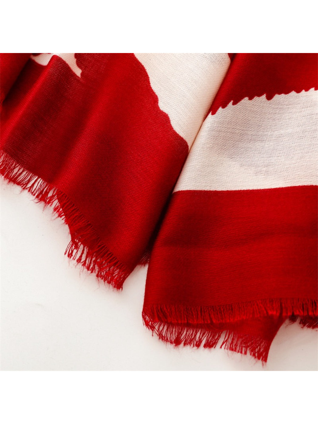 Scarvii - Modern Stripe Print Tassel Scarf