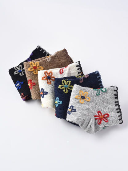 Rufia - Floral Grid Short Ankle Socks