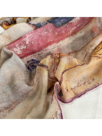 Scarvii - Soft Tone Patterned Square Scarf