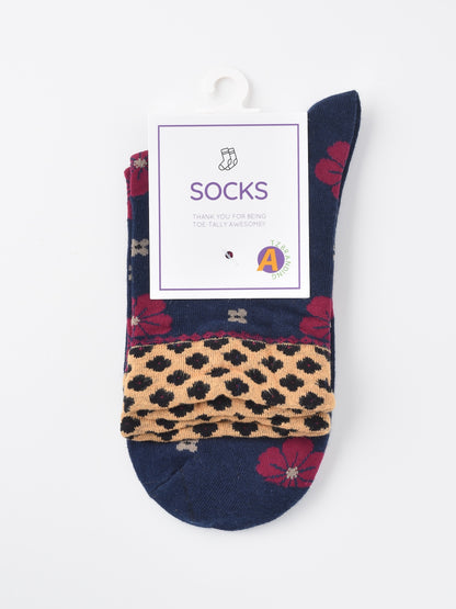Rufia - Colorful Floral Pattern Mid-Calf Socks