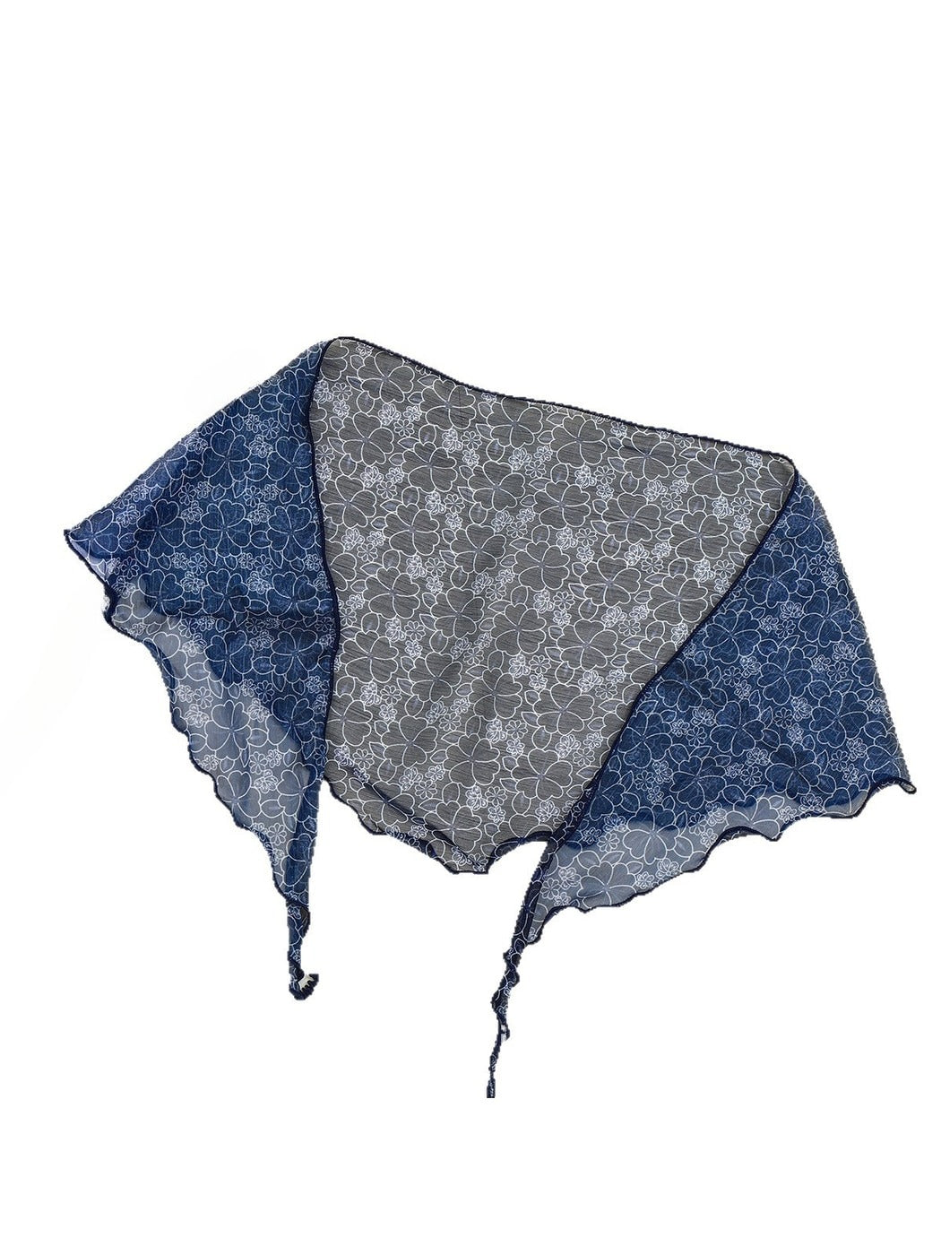 Scarvii - Muted Blue Floral Printed Triangle Bandana