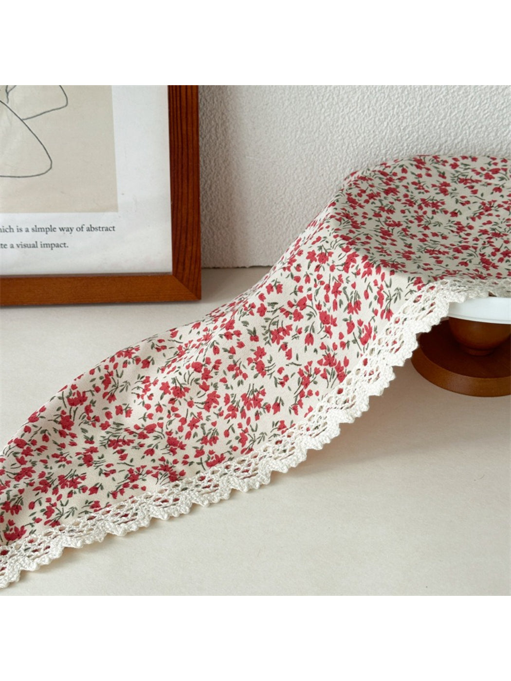 Scarvii - Ditsy Floral Lace Trim Triangle Scarf