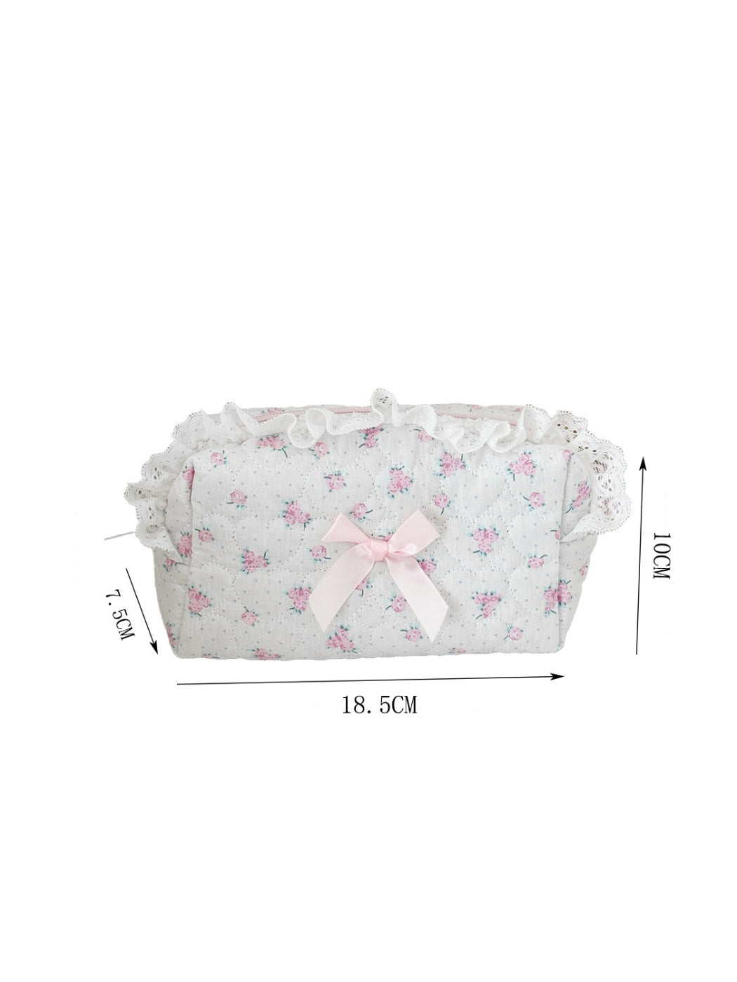 Cosbai makeup storage bag folded flat with bow and lace details visible