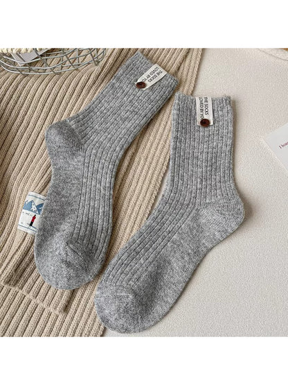 Rufia - Button Accent Ribbed Crew Socks product image 6
