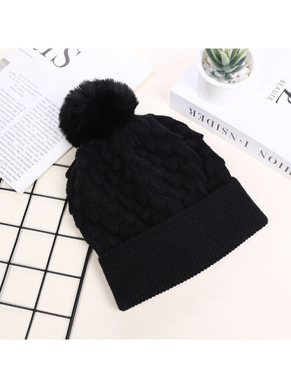 Haila - Unisex Knitted Beanie with Plush Pompom