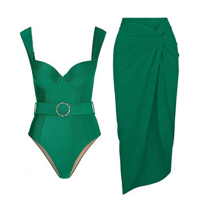 Secy - Green Sexy One-Piece Swimsuit Set