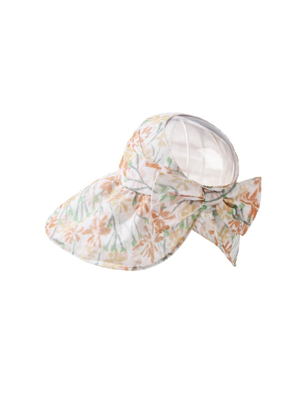 Pastel bloom wide brim hat folded to show flexibility and fabric quality